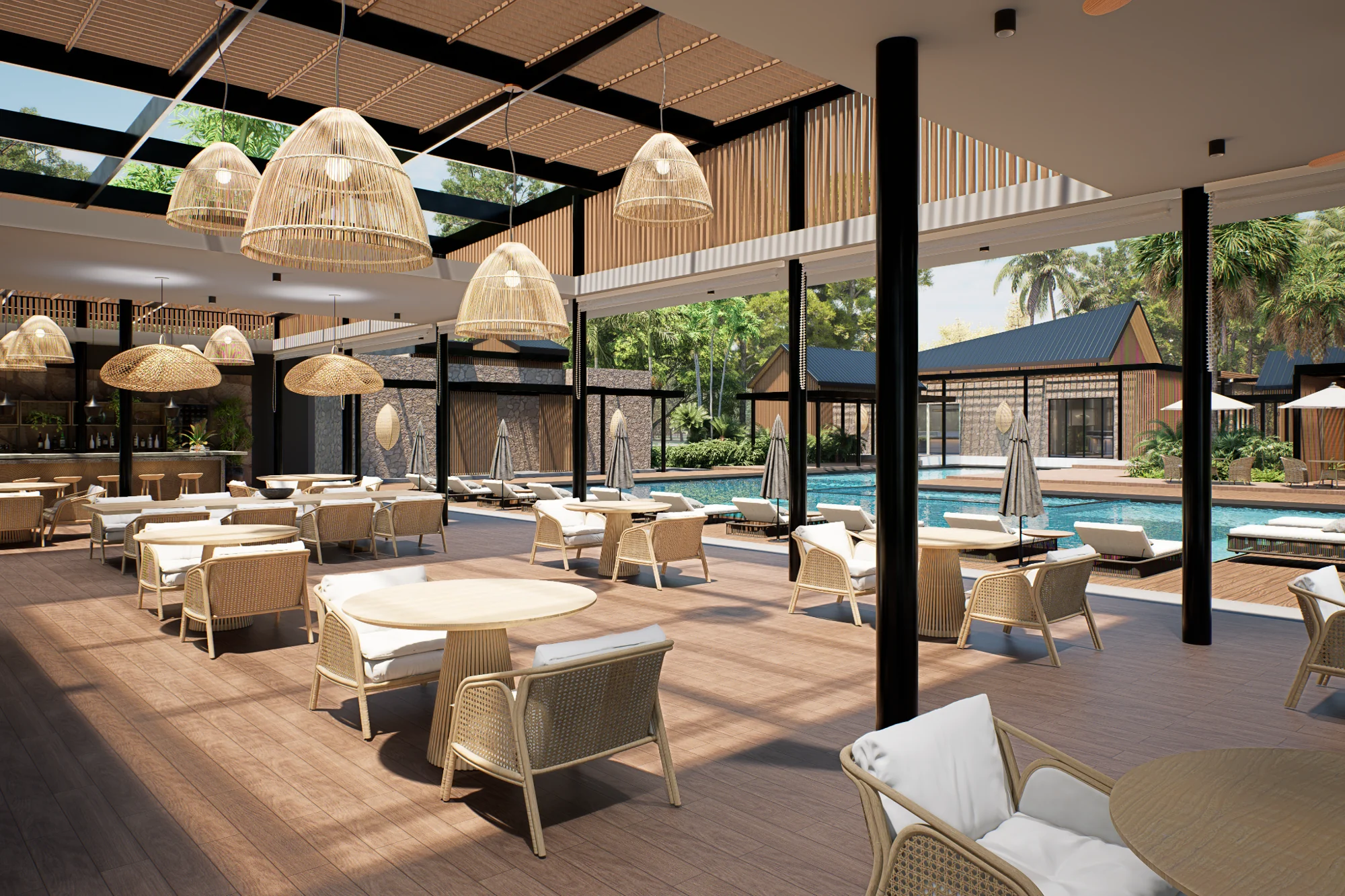 Render conceptual del interior del restaurante